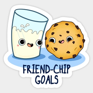 Friend-Chip Goals Cute Milk And Cookies Pun Sticker